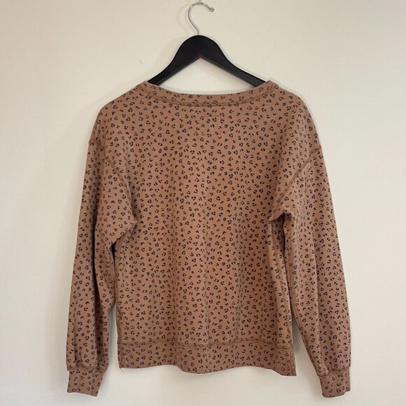 Abercrombie & Fitch Soft Brown Leopard  Crewneck Long Sleeve Sweatshirt, Size M - Picture 3 of 8